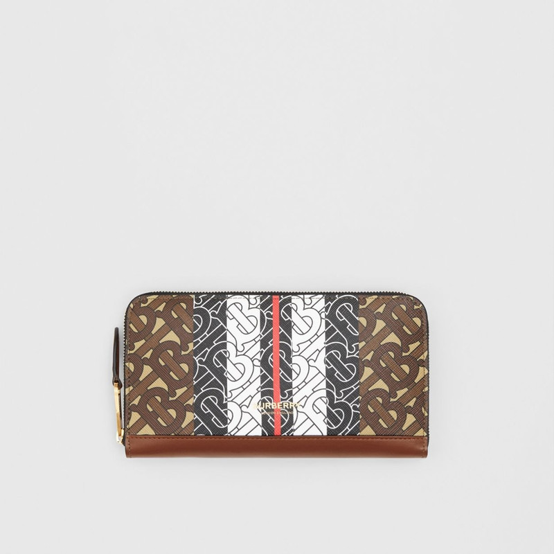 Monogram Stripe E-canvas and Leather Ziparound Wallet 1