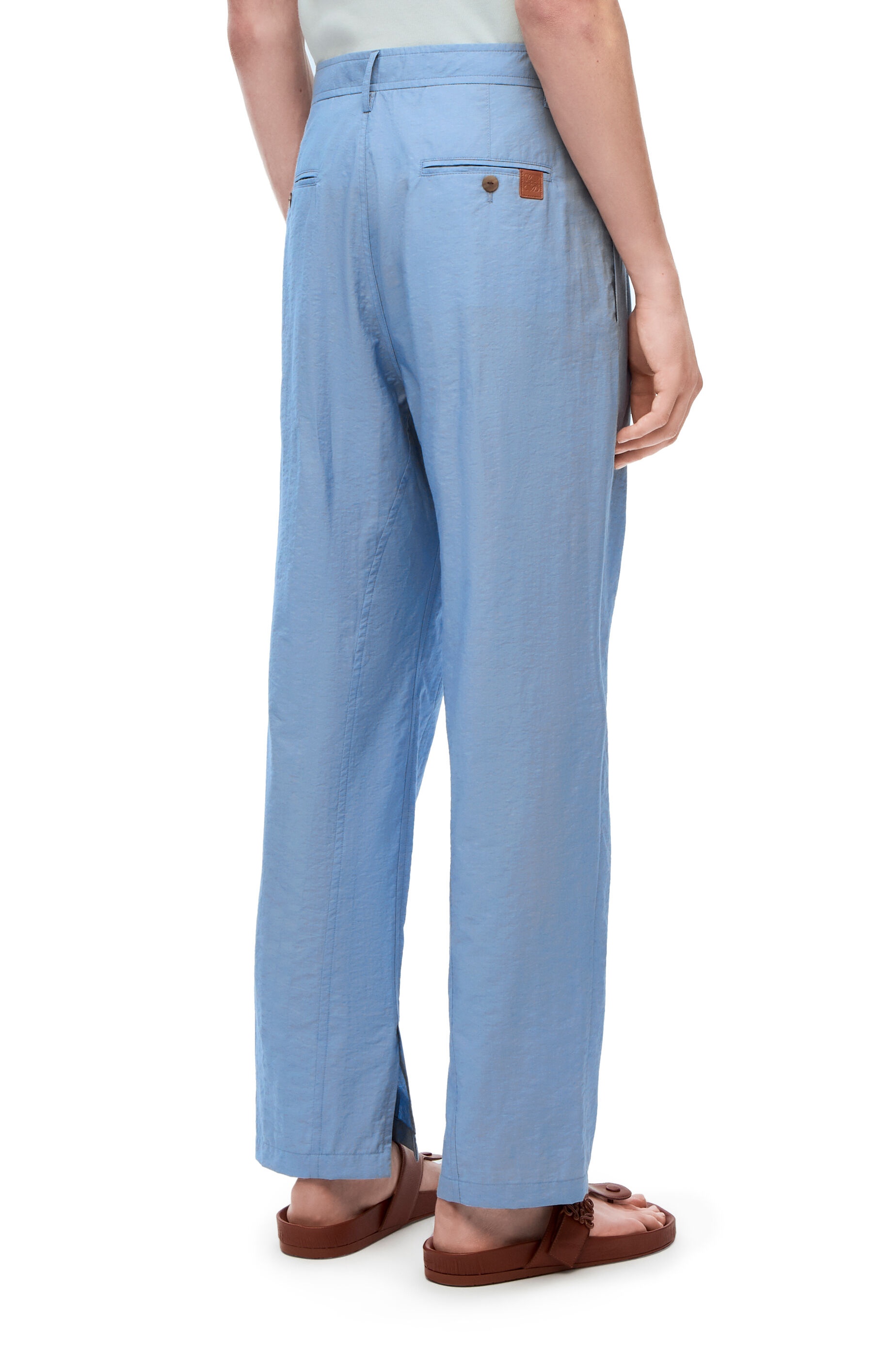 Split hem pleated trousers in cotton and polyamide - 4