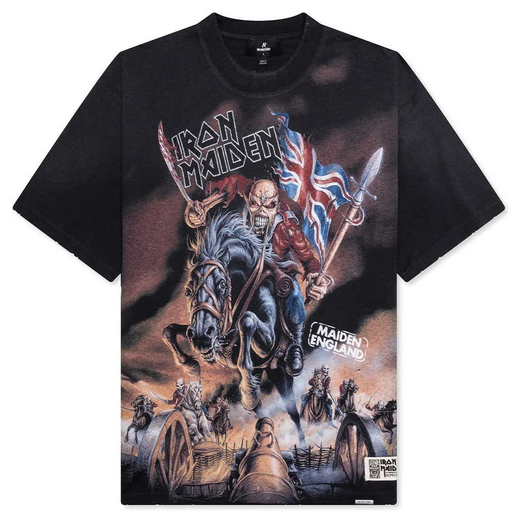 REPRESENT X IRON MAIDEN STEED T-SHIRT - STAINED BLACK - 1