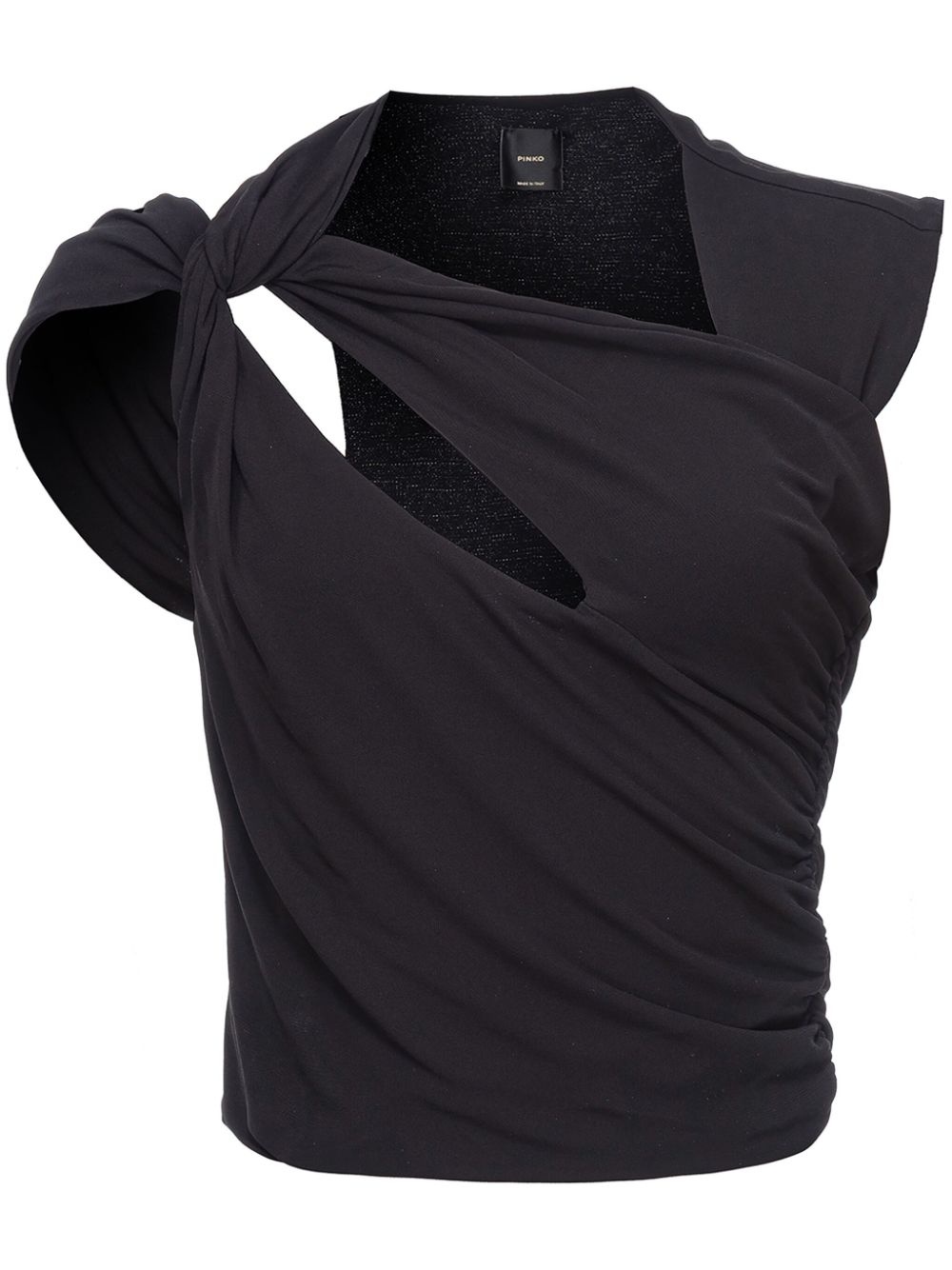 asymmetric ruched cut-out top - 1