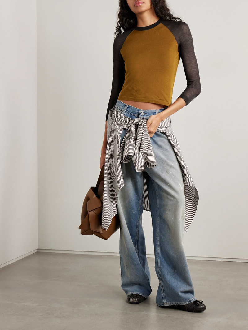Acne Studios Two-tone Lyocell and wool-blend T-shirt Camel outlook