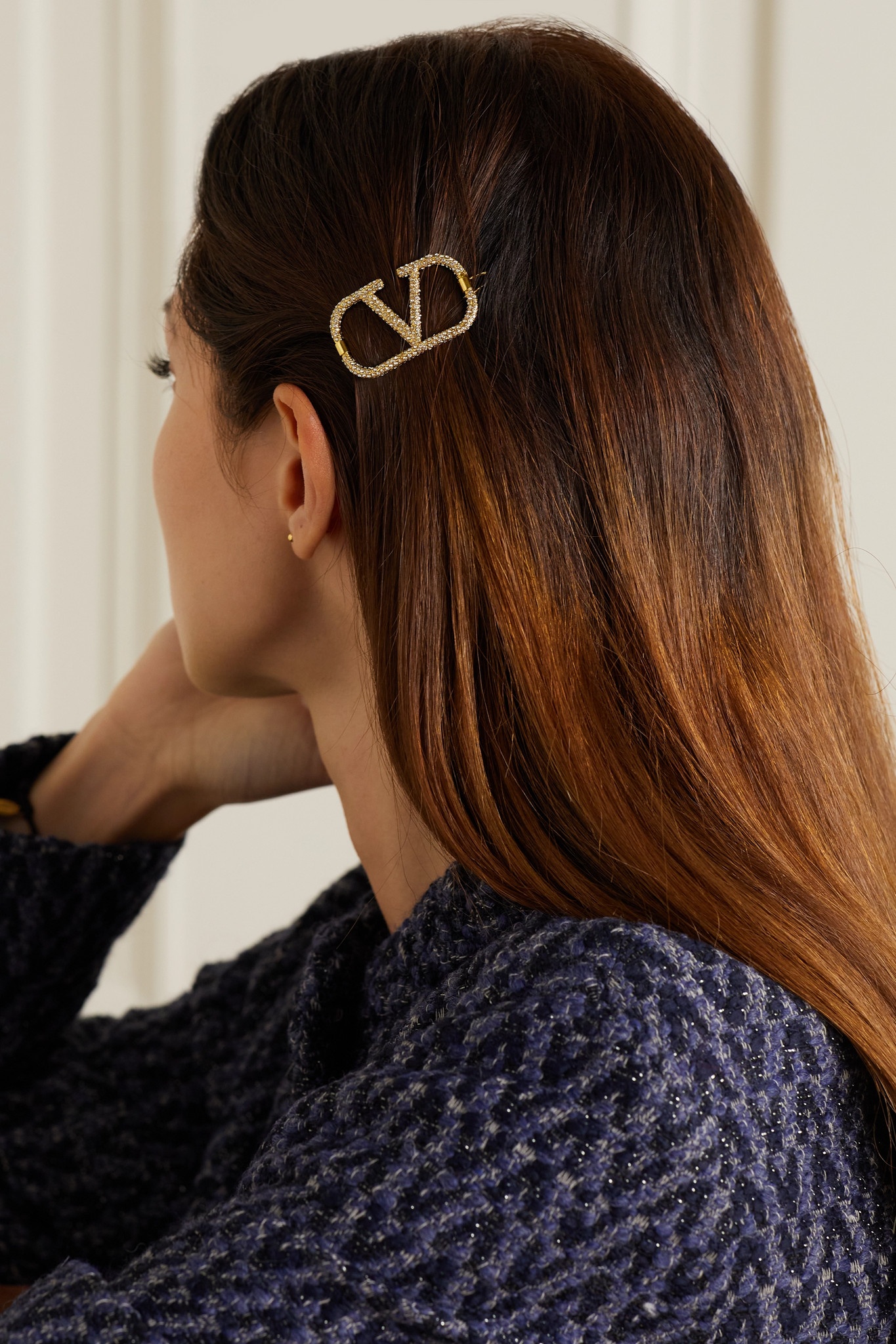 Valentino Garavani gold-tone crystal hair clip - 2