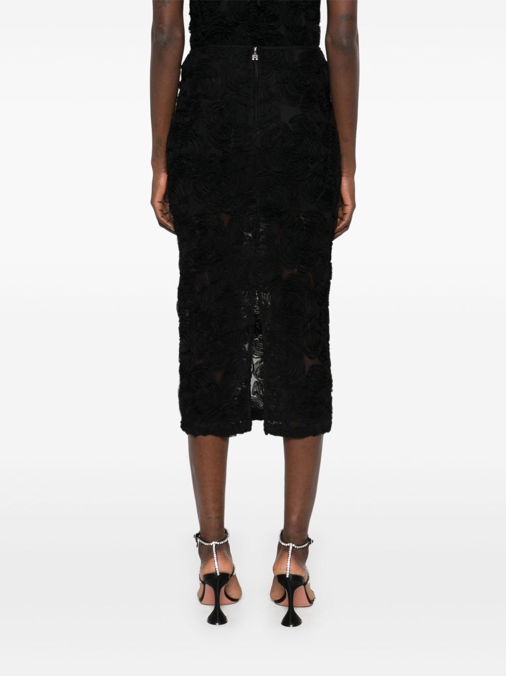 flower-mesh midi skirt - 4