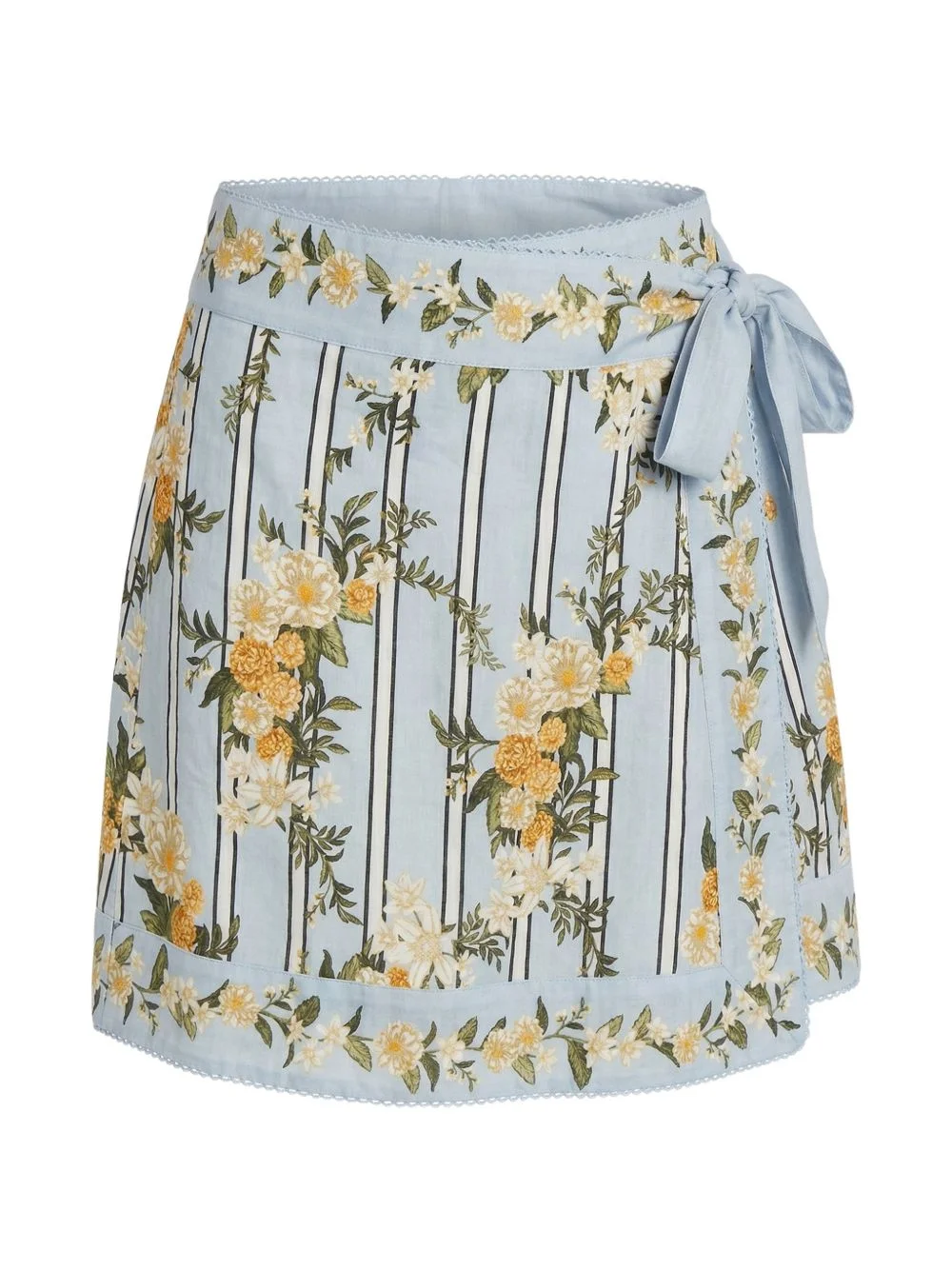floral-embroidered striped skirt - 1