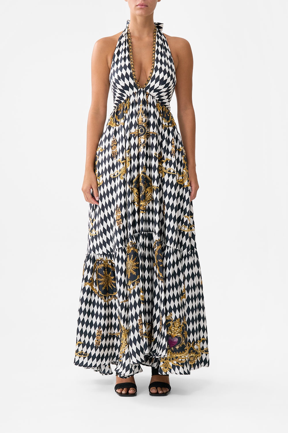 RUFFLE HEM HALTER DRESS - 2