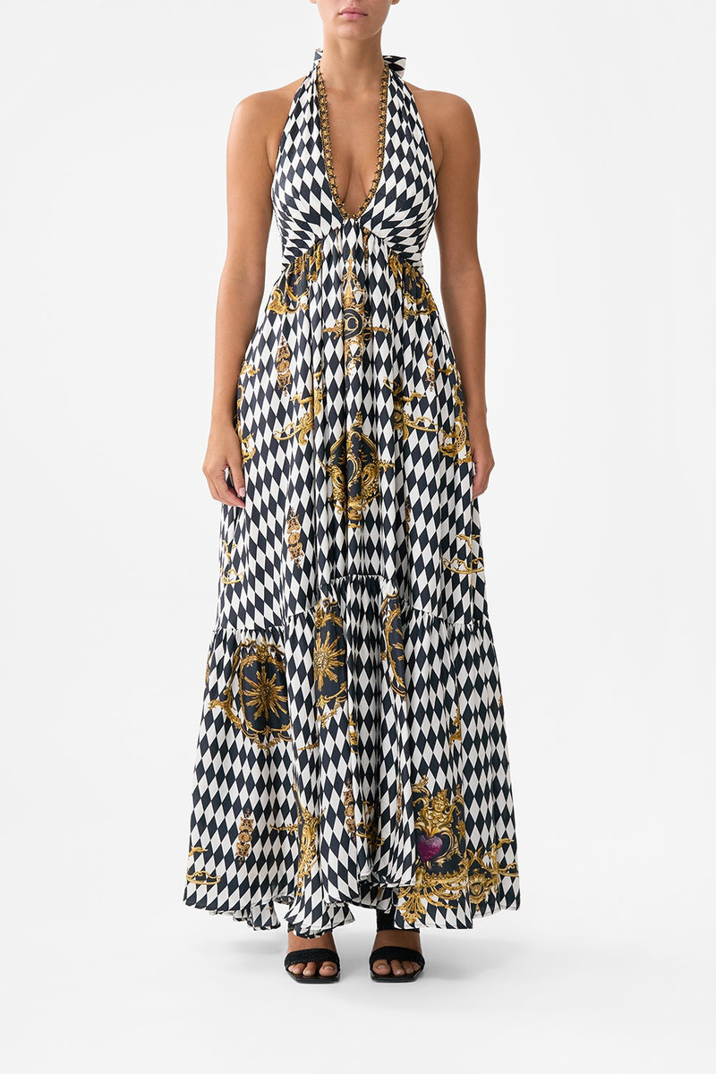 CAMILLA RUFFLE HEM HALTER DRESS outlook
