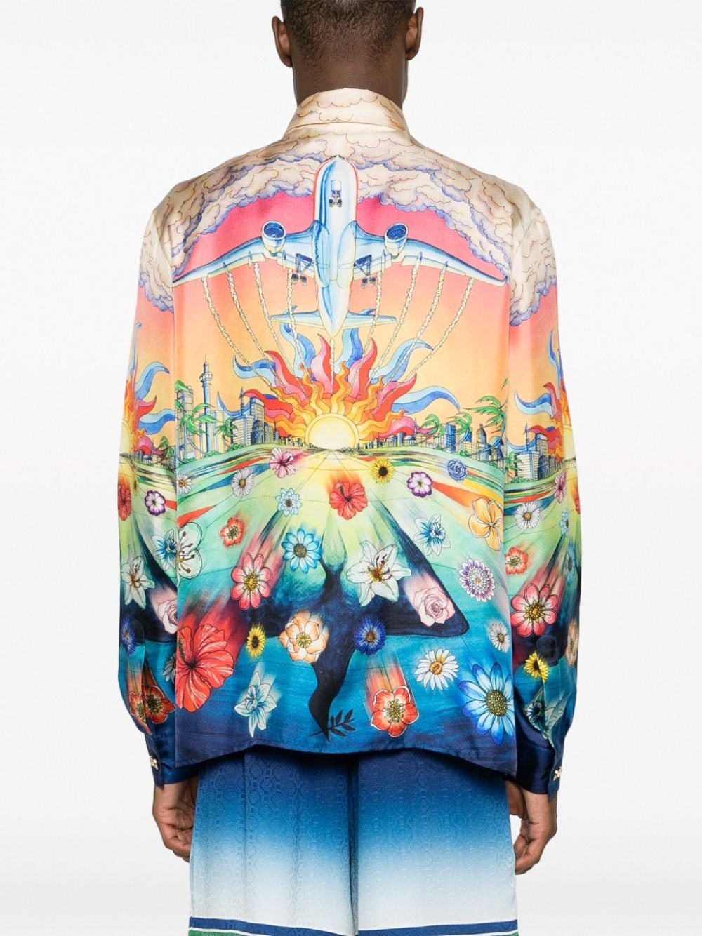 graphic-print silk shirt - 4