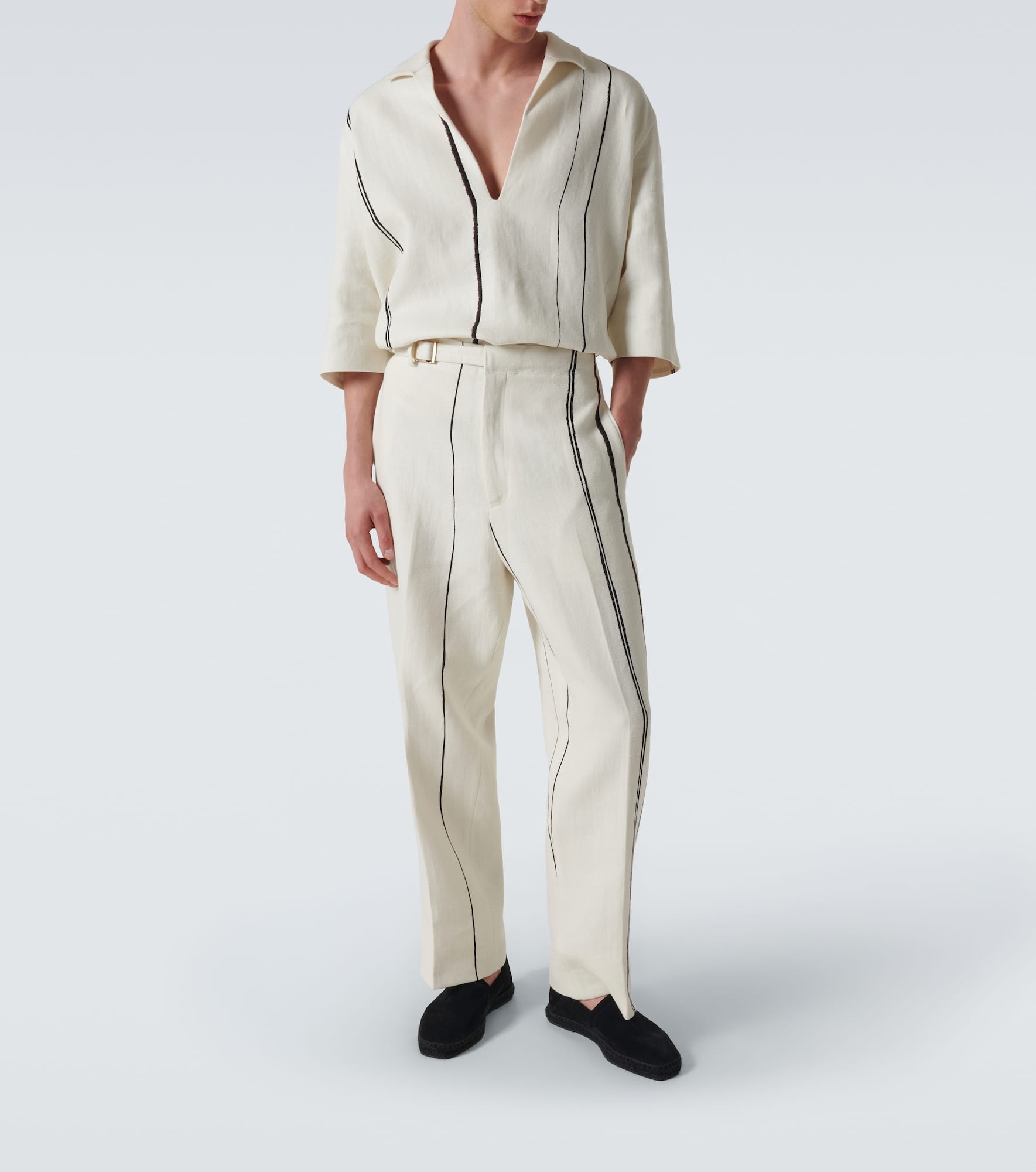 Oasi Lino striped linen straight pants - 2