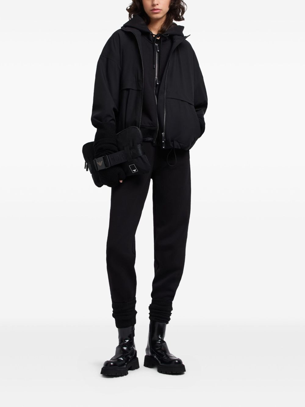 zip-up quilted-hem hoodie - 2