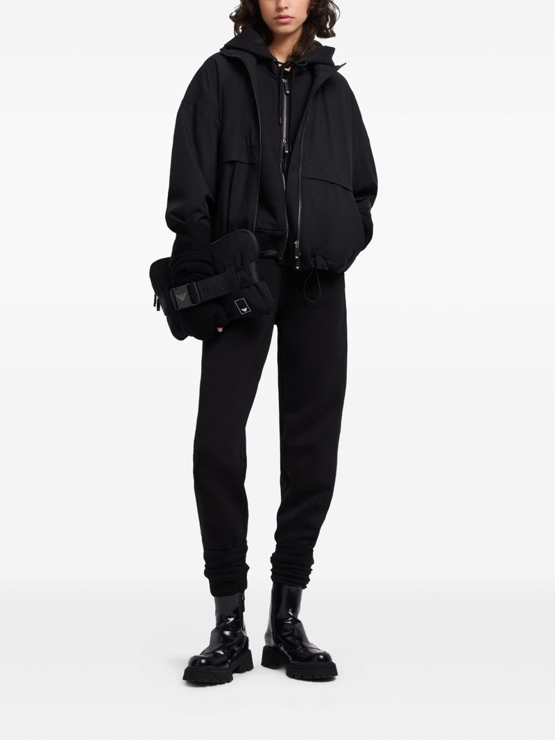 EMPORIO ARMANI zip-up quilted-hem hoodie outlook