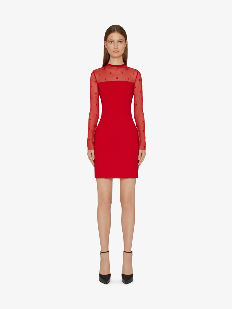 Givenchy MOCK NECK DRESS IN BI-MATERIAL 4G PATTERN outlook