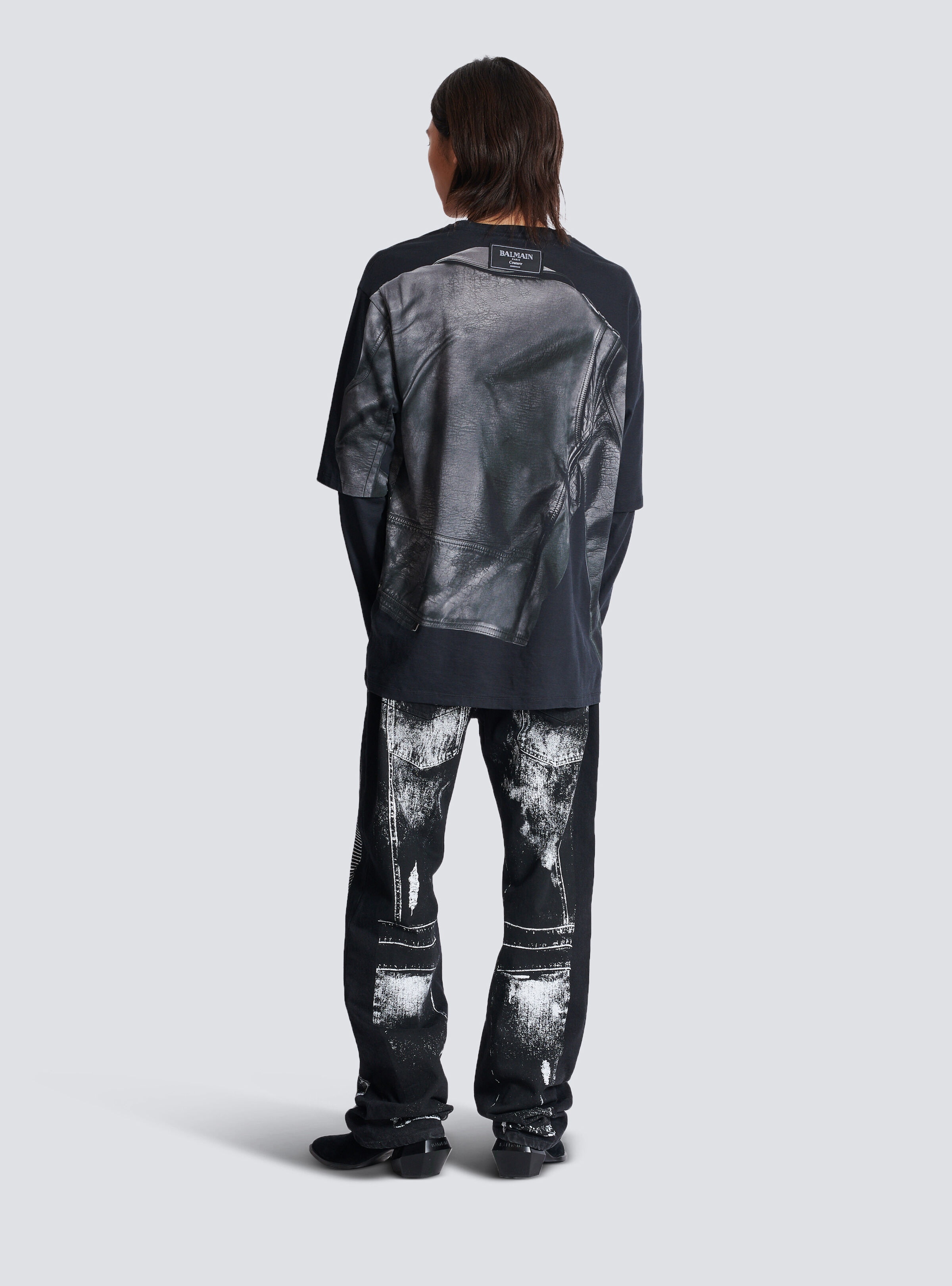 Long-sleeved T-shirt with biker jacket print - 4