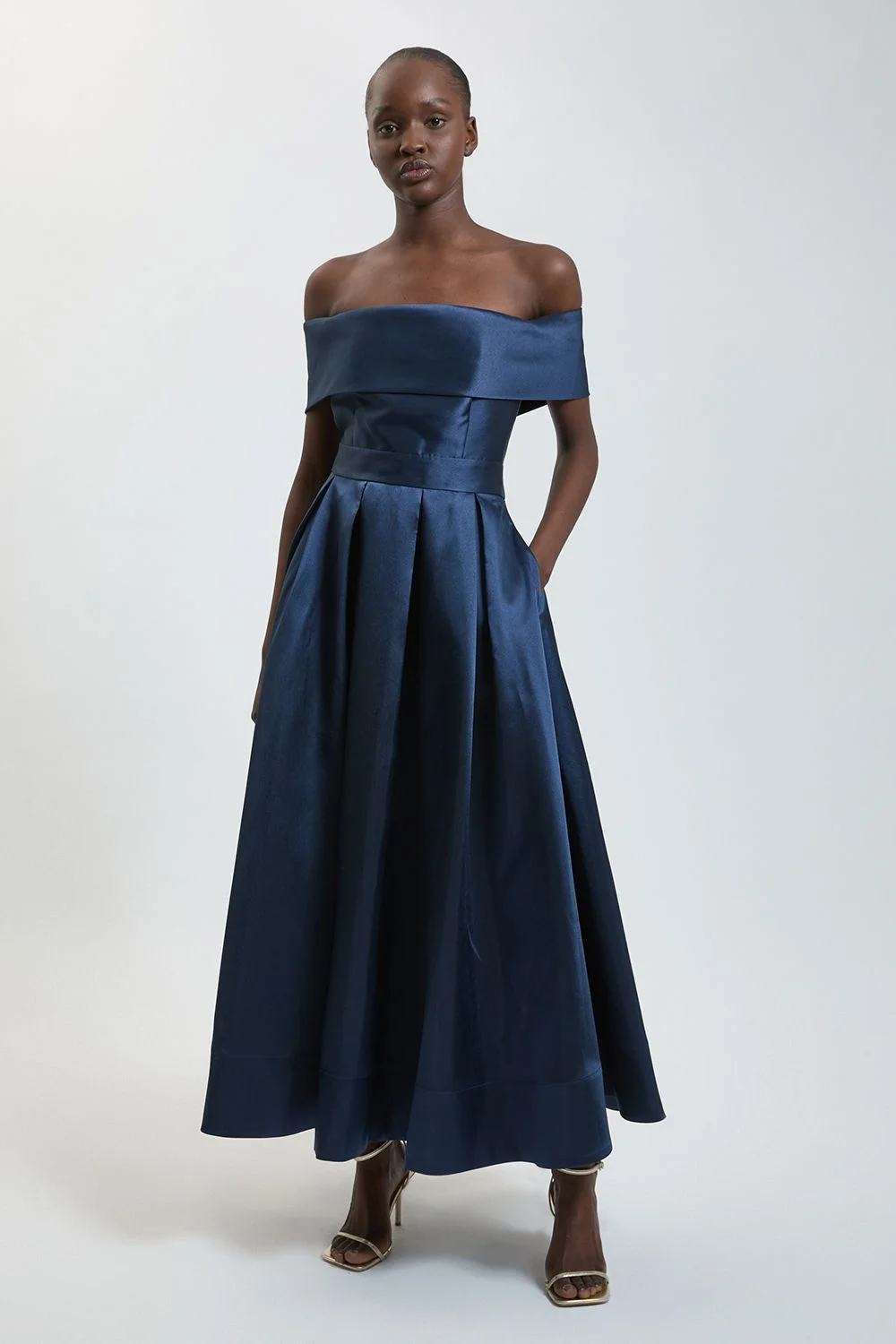 Twill Off Shoulder Prom Dress - 1