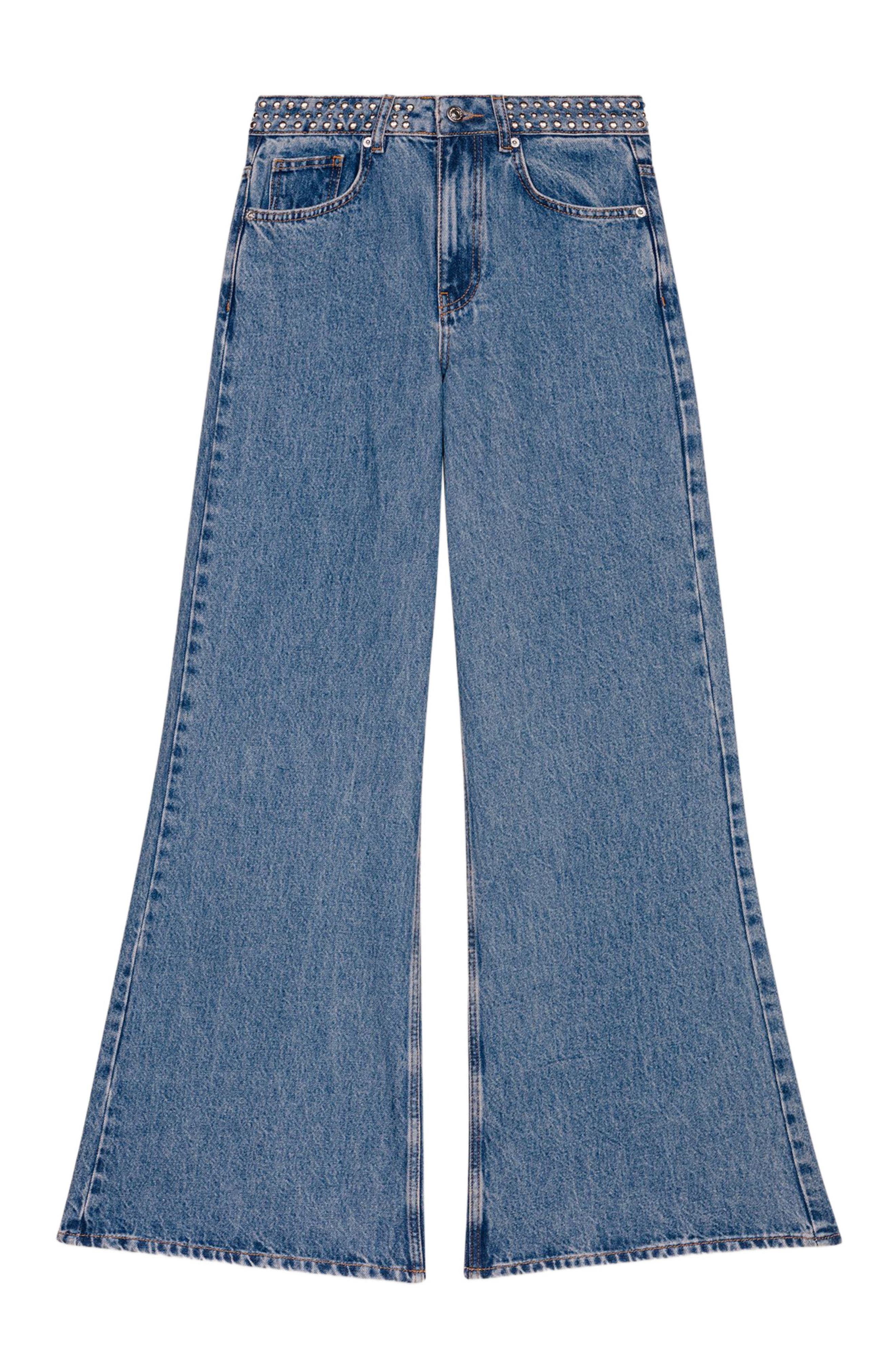 maje Flares jeans with studded waistband in Blue Jean at Nordstrom - 6