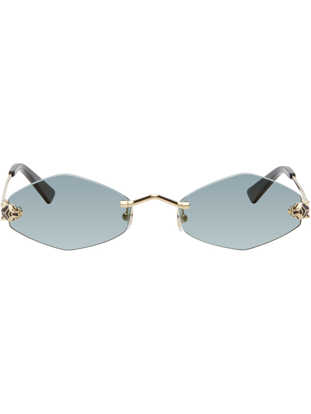 Gold & Green 'Panthère de Cartier' Sunglasses - 1