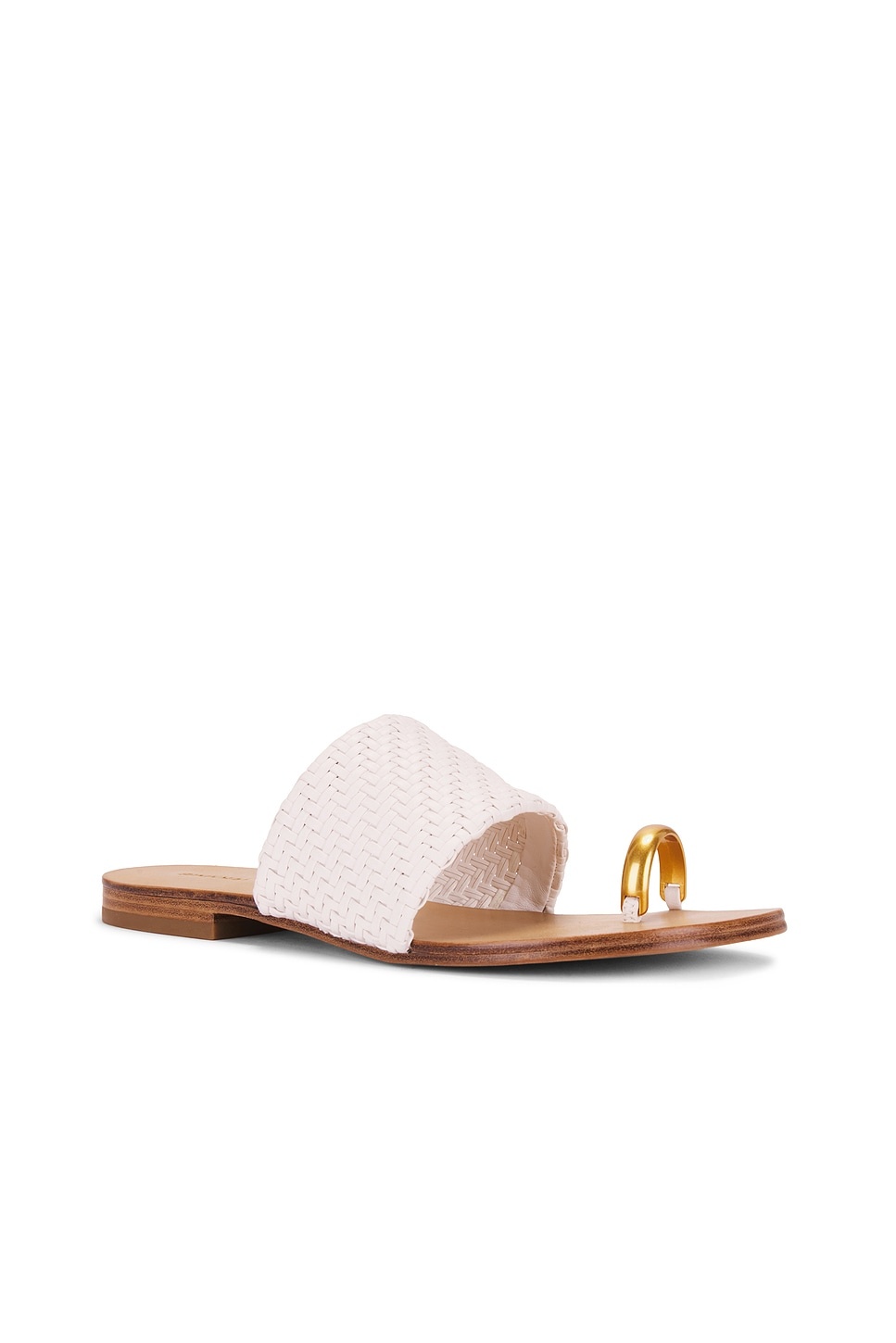 Ariana Woven Leather Sandal With Metal Toe Ring - 2