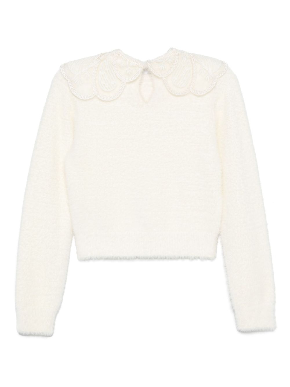 lace-collar knit sweater - 2