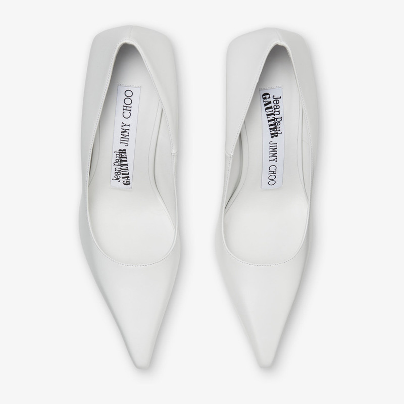 Jimmy Choo / Jean Paul Gaultier Wedge 110 Optical White Calf Leather Wedge 6