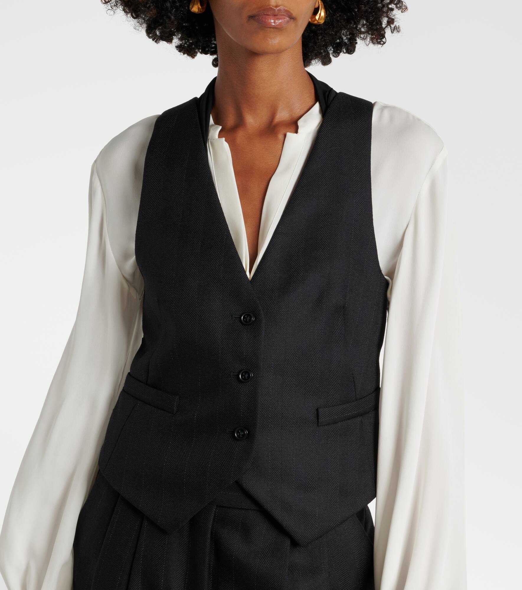 Modern Sophistication pinstripe wool vest - 4