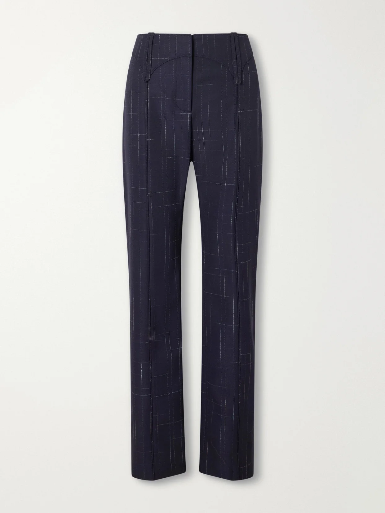 Checked Wool-blend Straight-leg Pants - 1