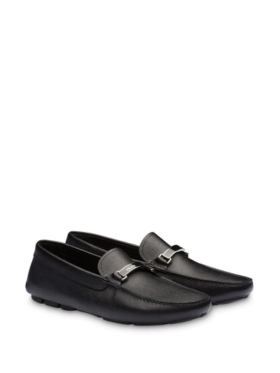 Prada logo plaque loafers outlook