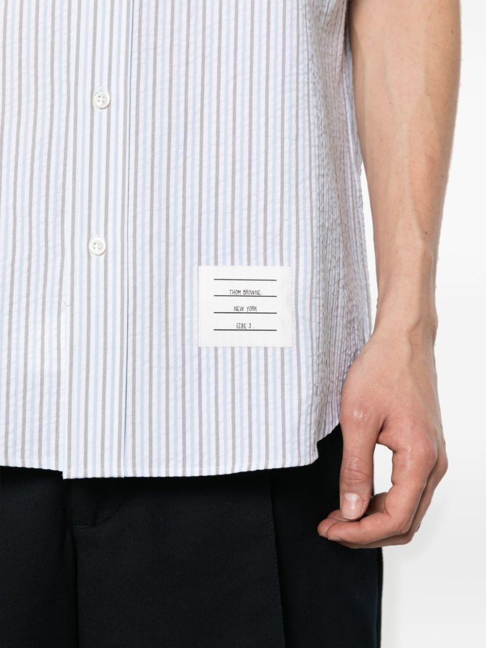 striped seersucker cotton shirt - 5