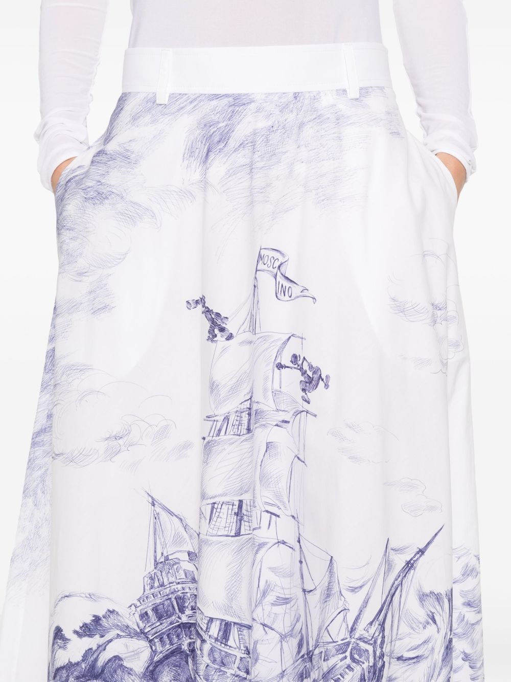 x Popeye and Olive Oyl illustration-style-print maxi skirt - 5