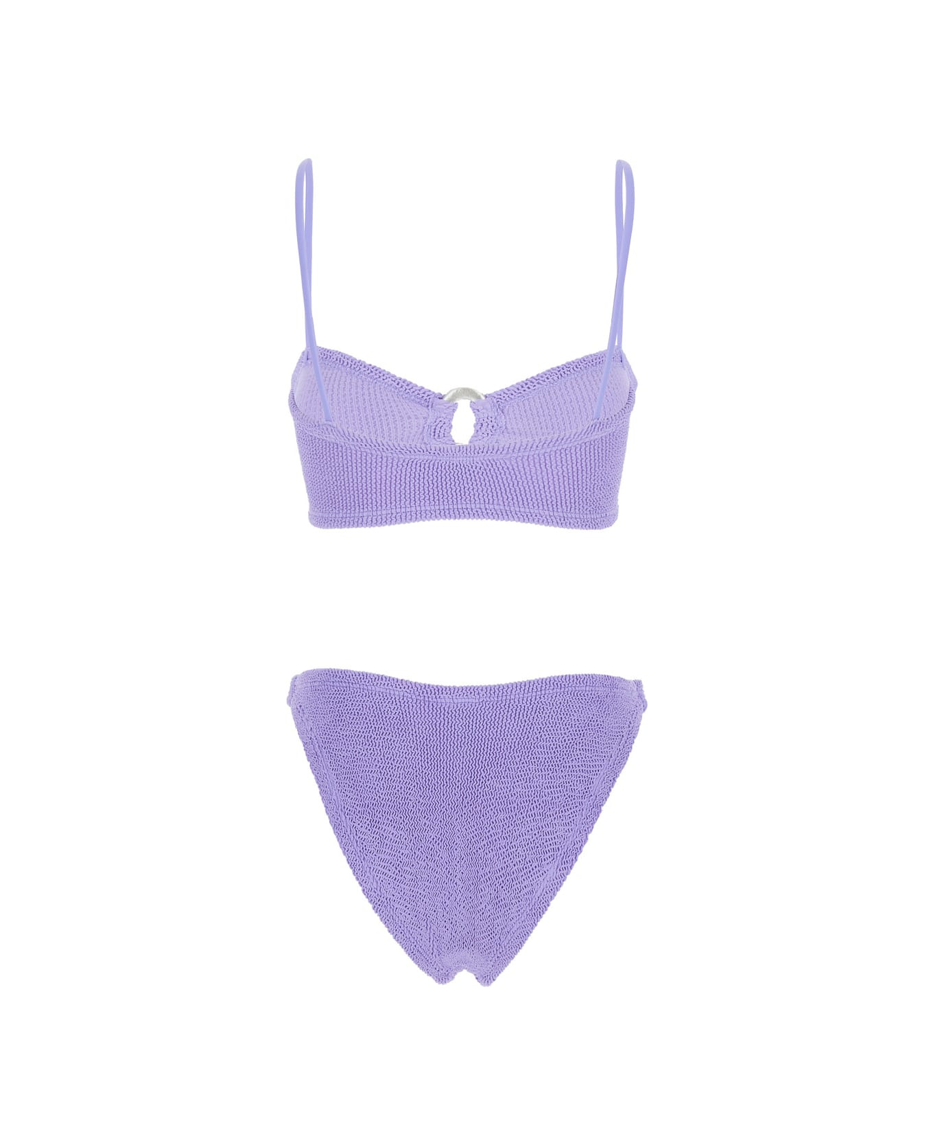 'misty' Violet Bikini With Fixed Spaghetti Straps And Cut-out With Ring In Tech Fabric Stretch Woman - 2