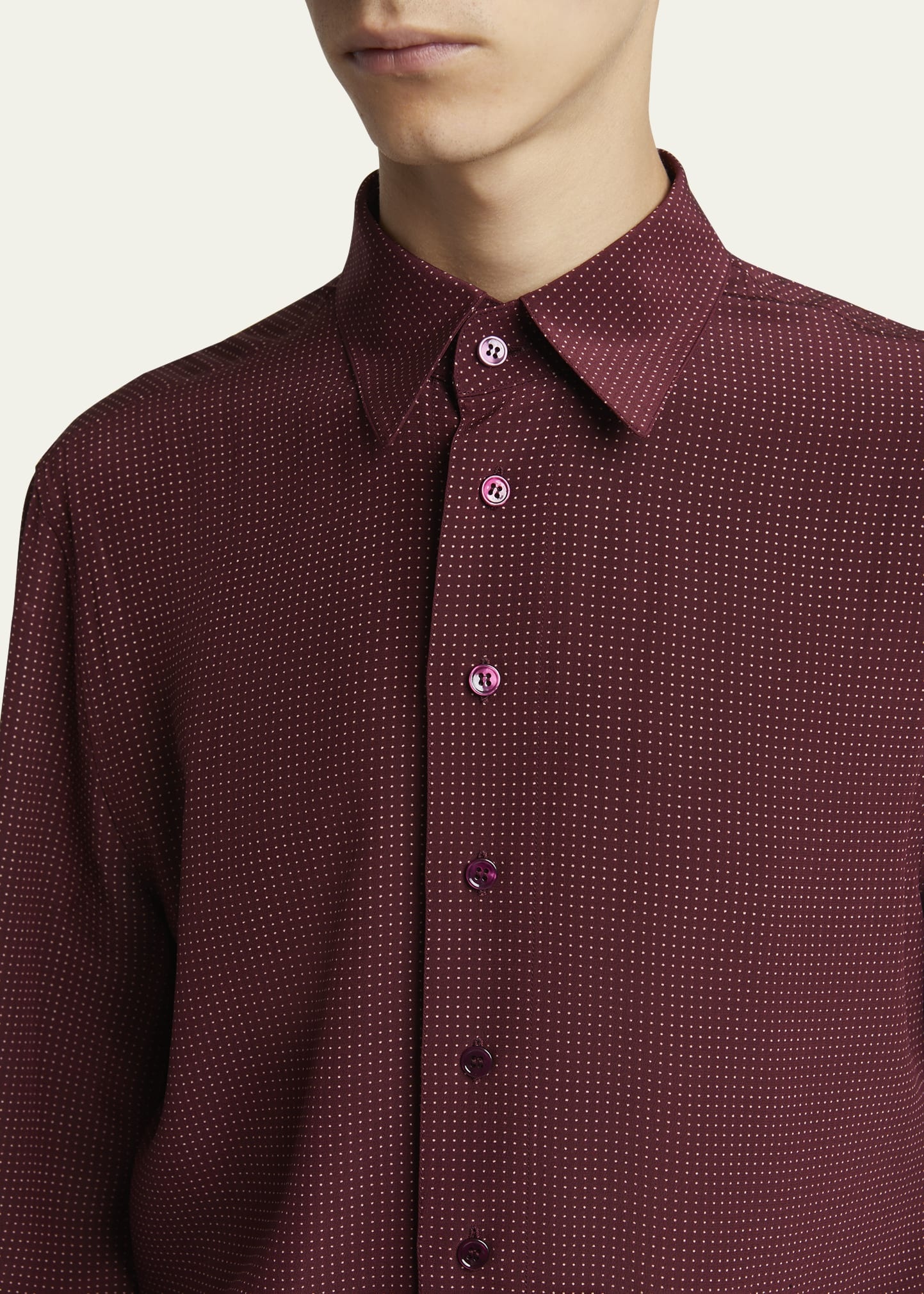 Men's Crepe de Chine Polka Dot Dress Shirt - 5
