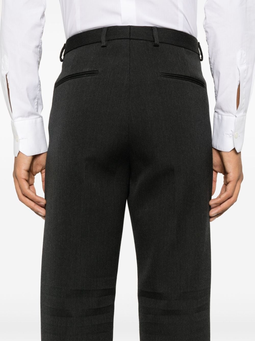 logo-embroidered wool trousers - 5