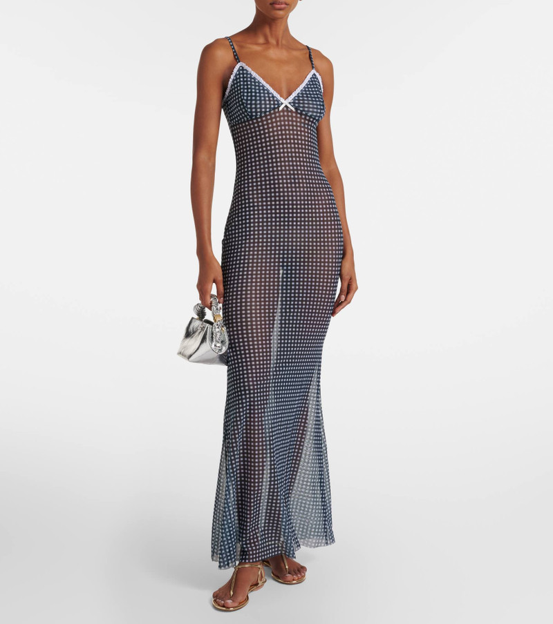 BANANHOT Solay gingham mesh maxi dress outlook