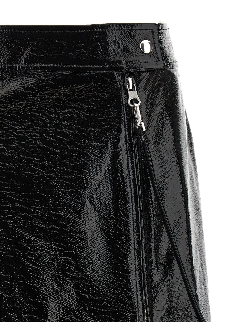 zipped vinyl straight skirt - 4