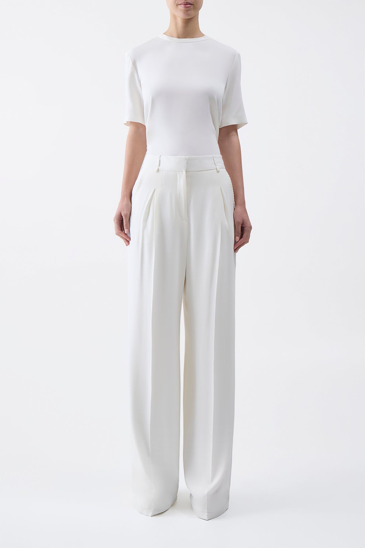 Elisa Top in Ivory Silk Crepe - 2
