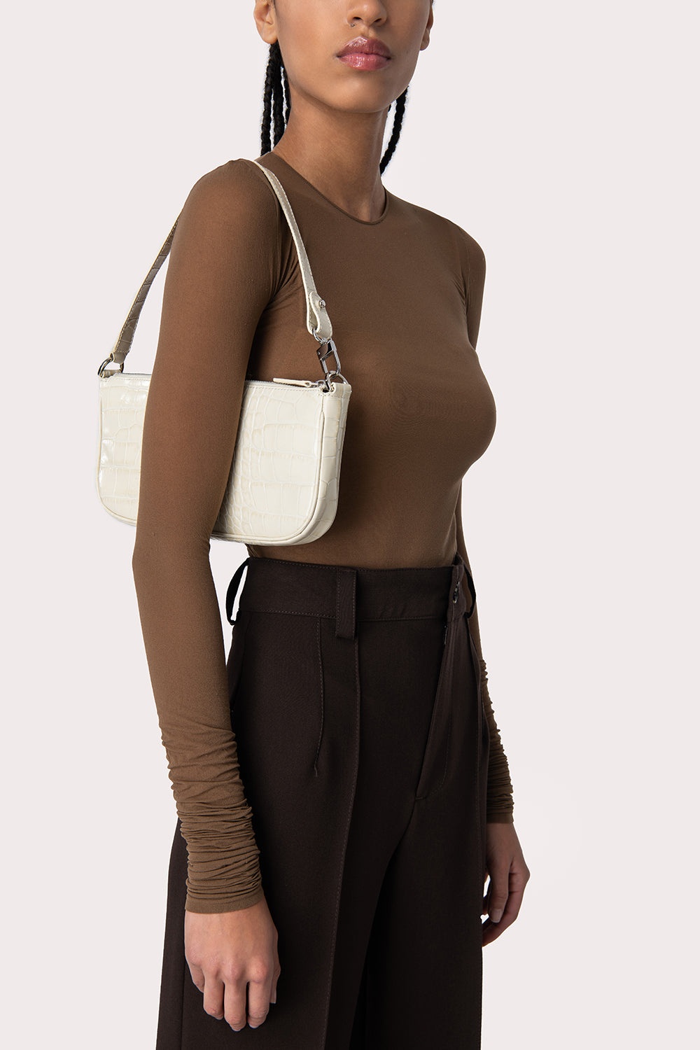 Rachel Cream Croco Embossed Leather - 3