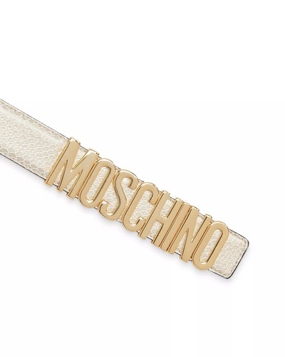 Moschino Women's Logo Buckle Snake Embossed Leather Belt outlook