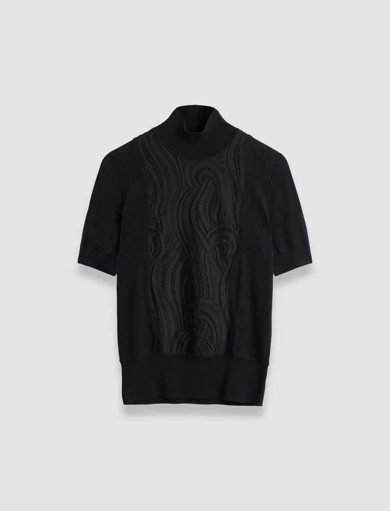 Lace & Knit Mock Neck Top 1