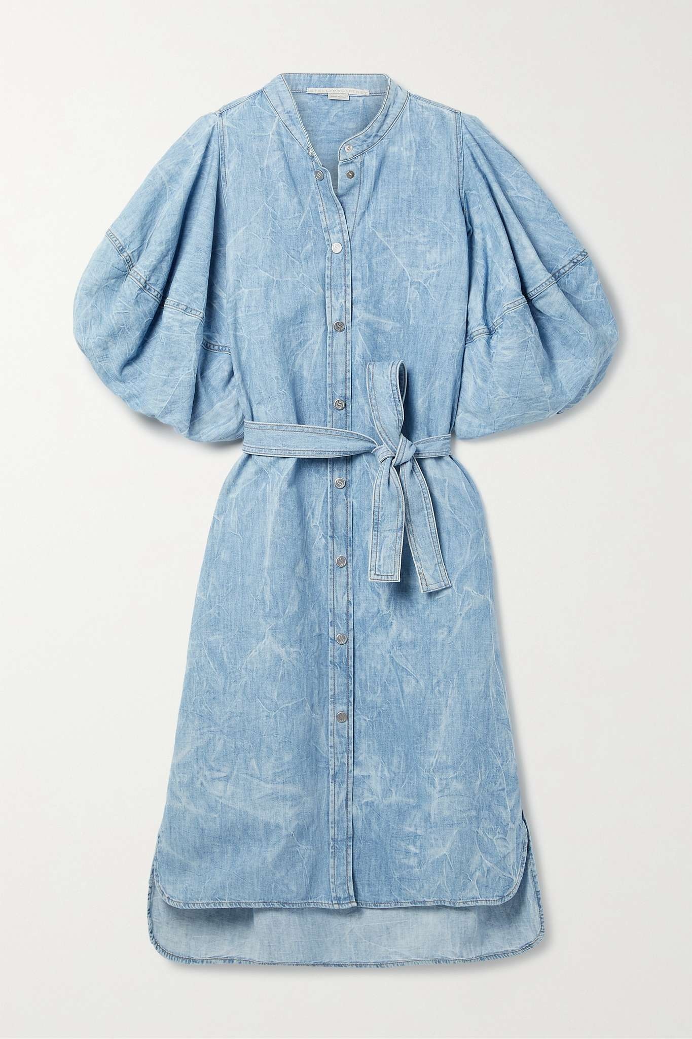 Belted denim midi dress - 1