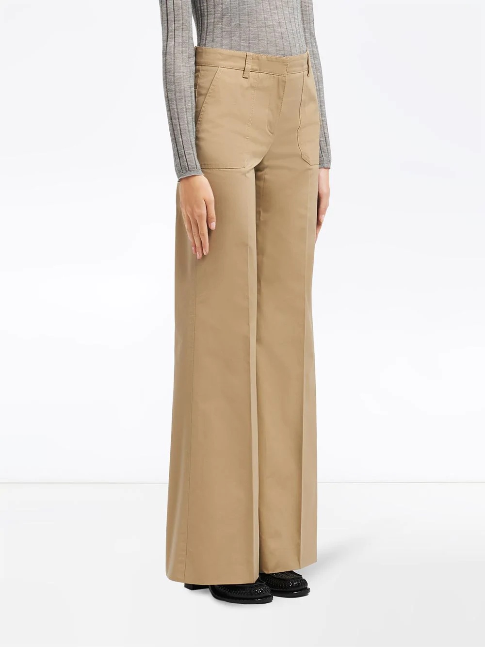 flared poplin trousers - 3