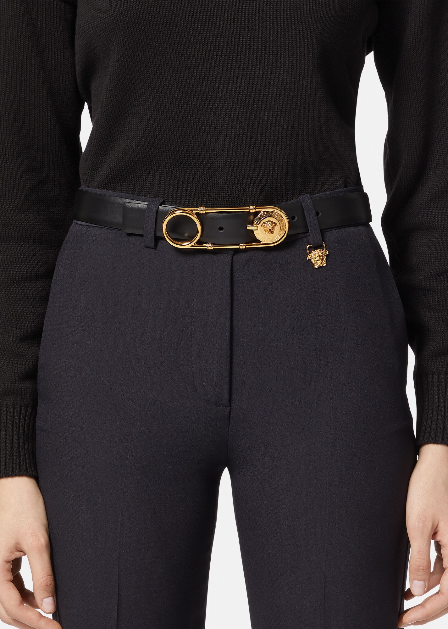 Safety Pin Leather Belt 3 cm - 3