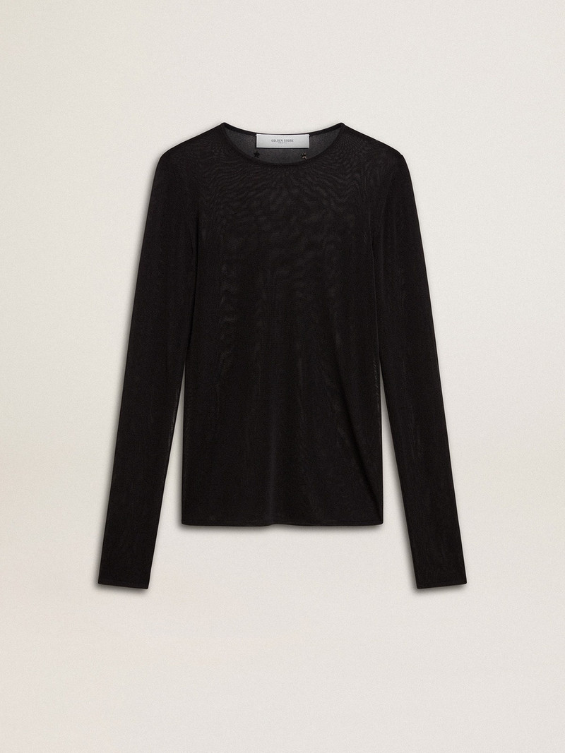 Women's black crew neck t-shirt 1