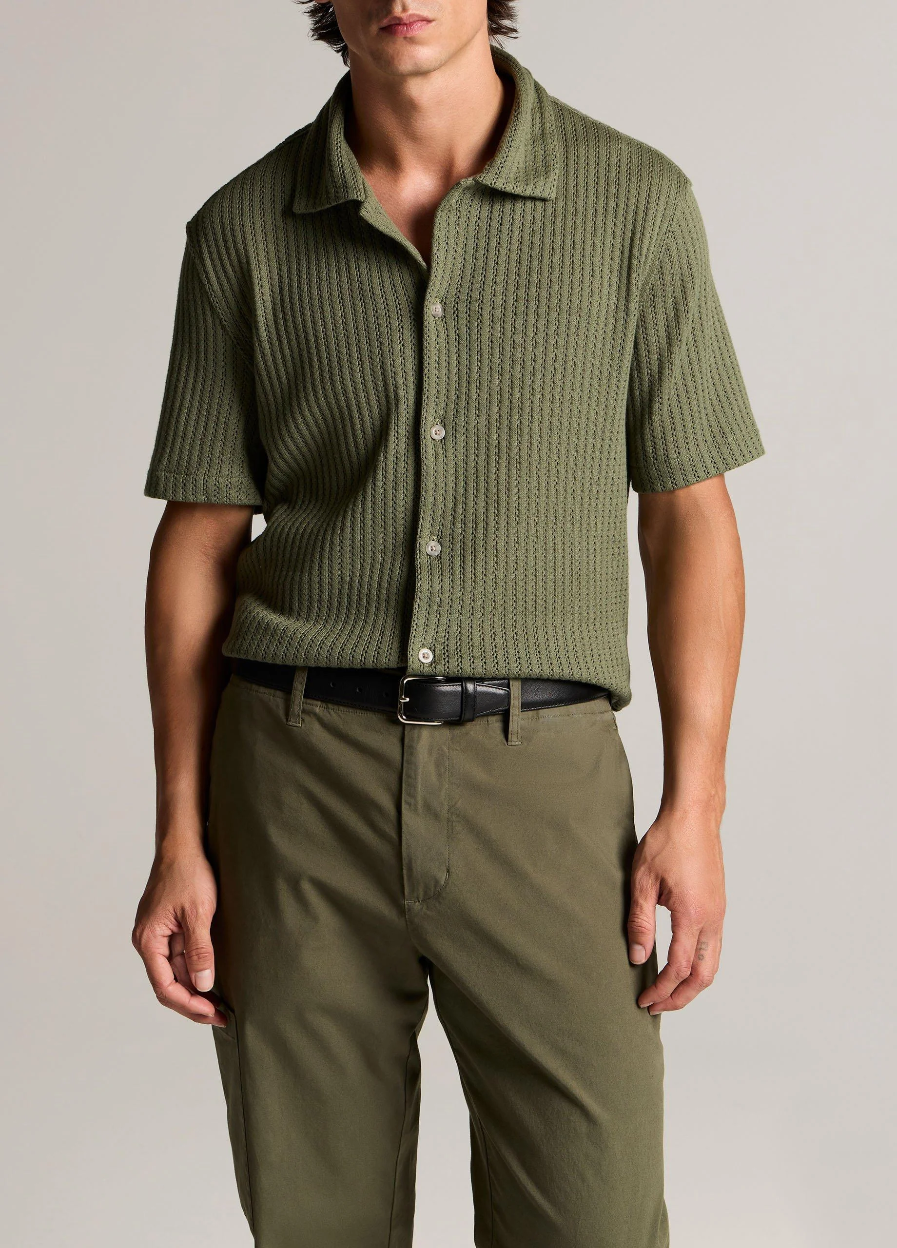 Pointelle Cotton-Blend Button-Front Shirt - 1