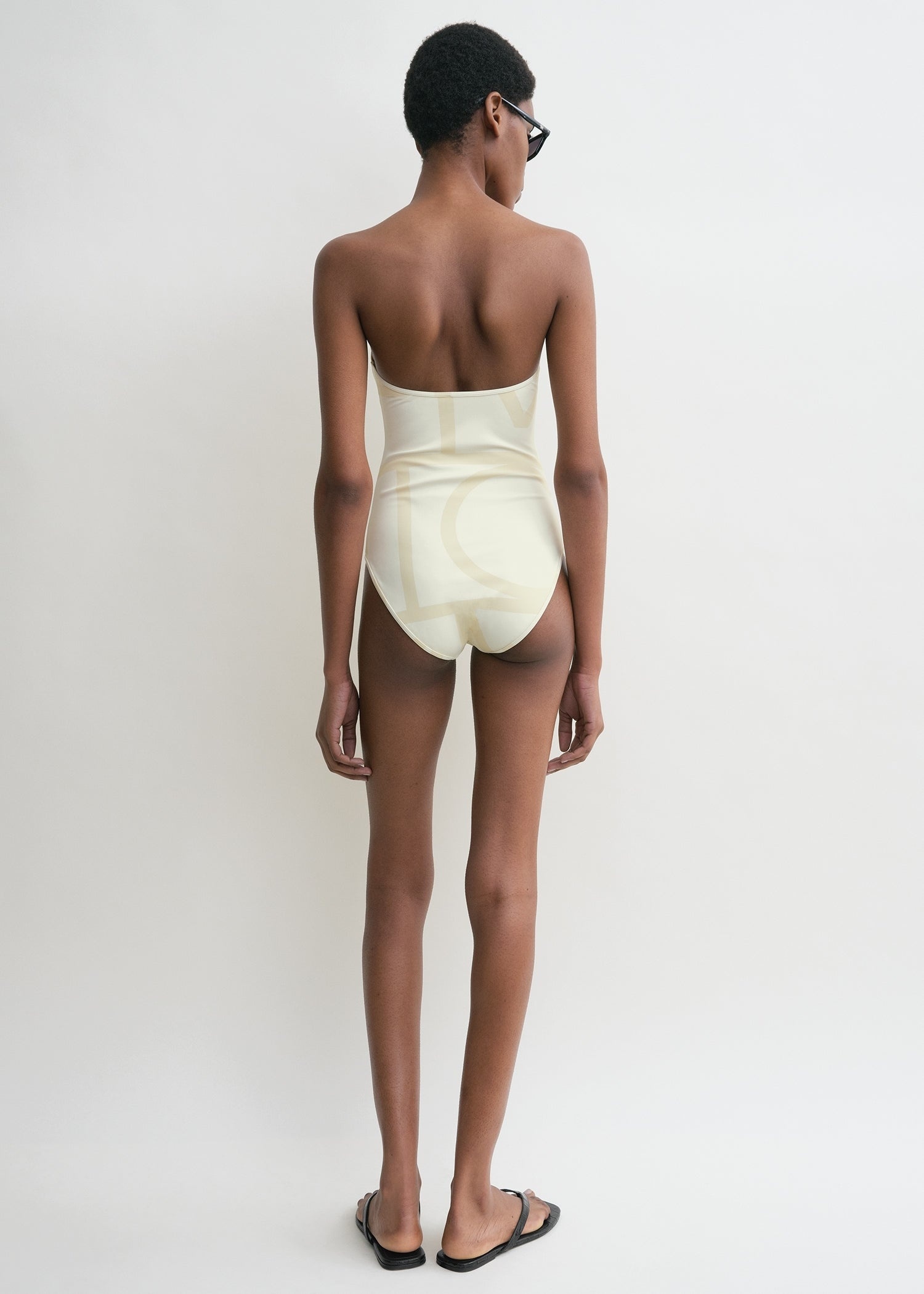 Monogram strapless swimsuit ecru/straw - 4