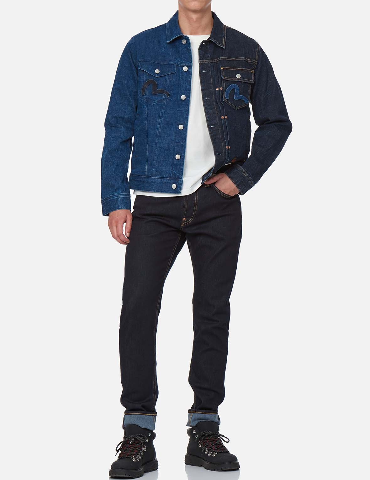 DAICOCK INSERTED 2-TONE DENIM JACKET - 3