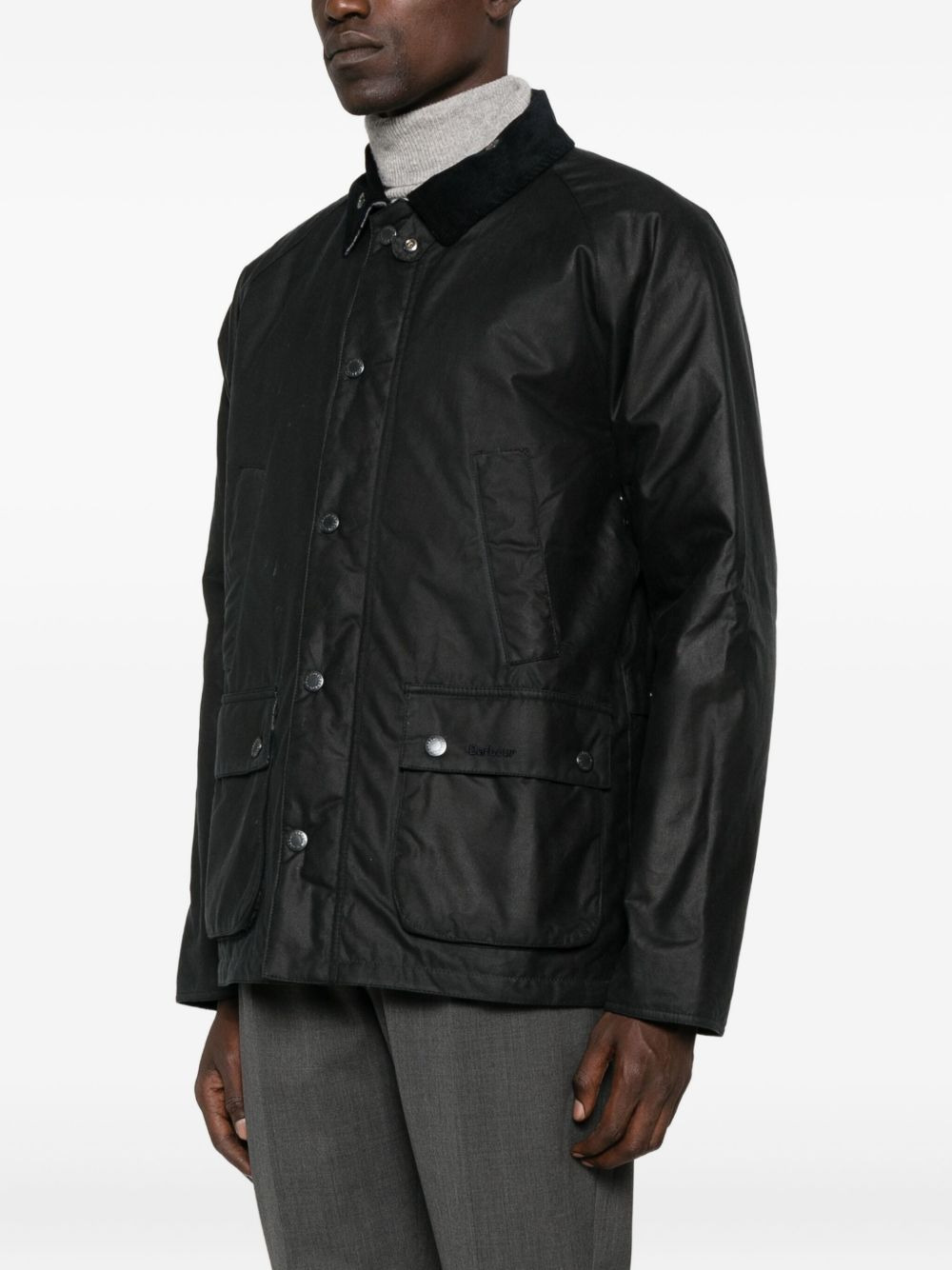 corduroy-collar flap-pocket jacket - 3