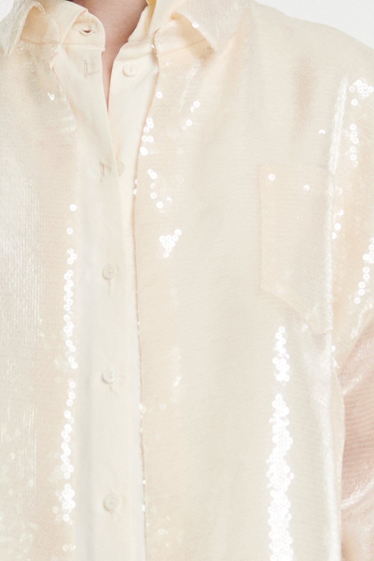 SEQUINED DOUBLE TROMPE-L’OEIL SHIRT IVORY - 7
