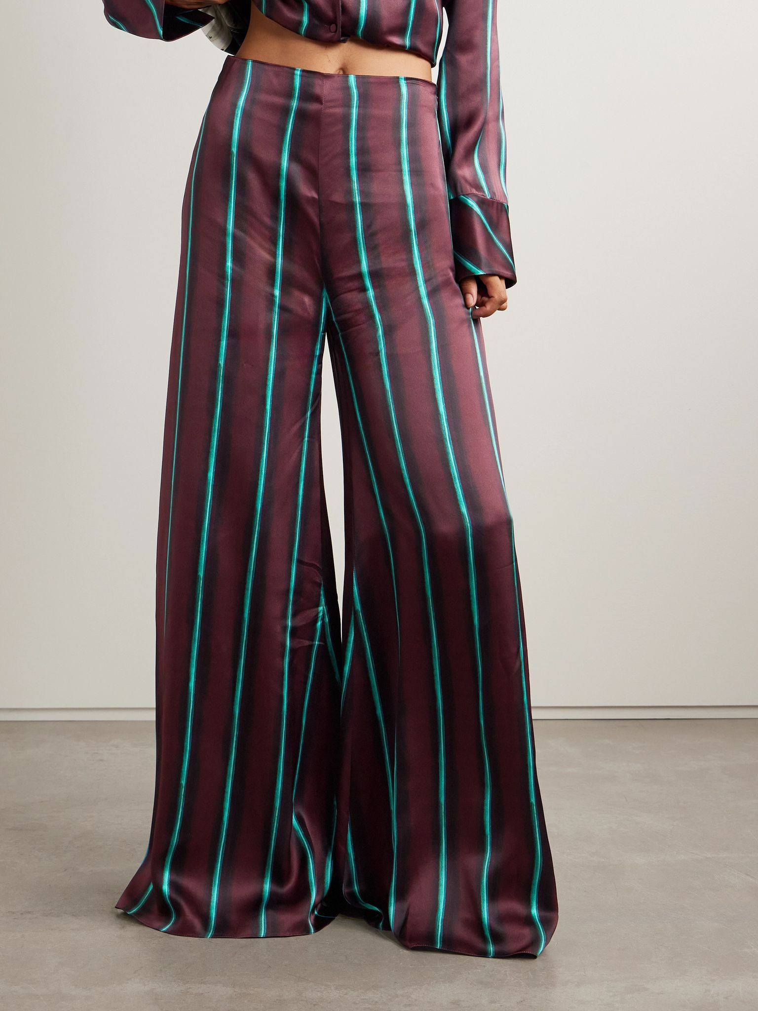 Arneau striped silk-satin wide-leg pants Multi - 3