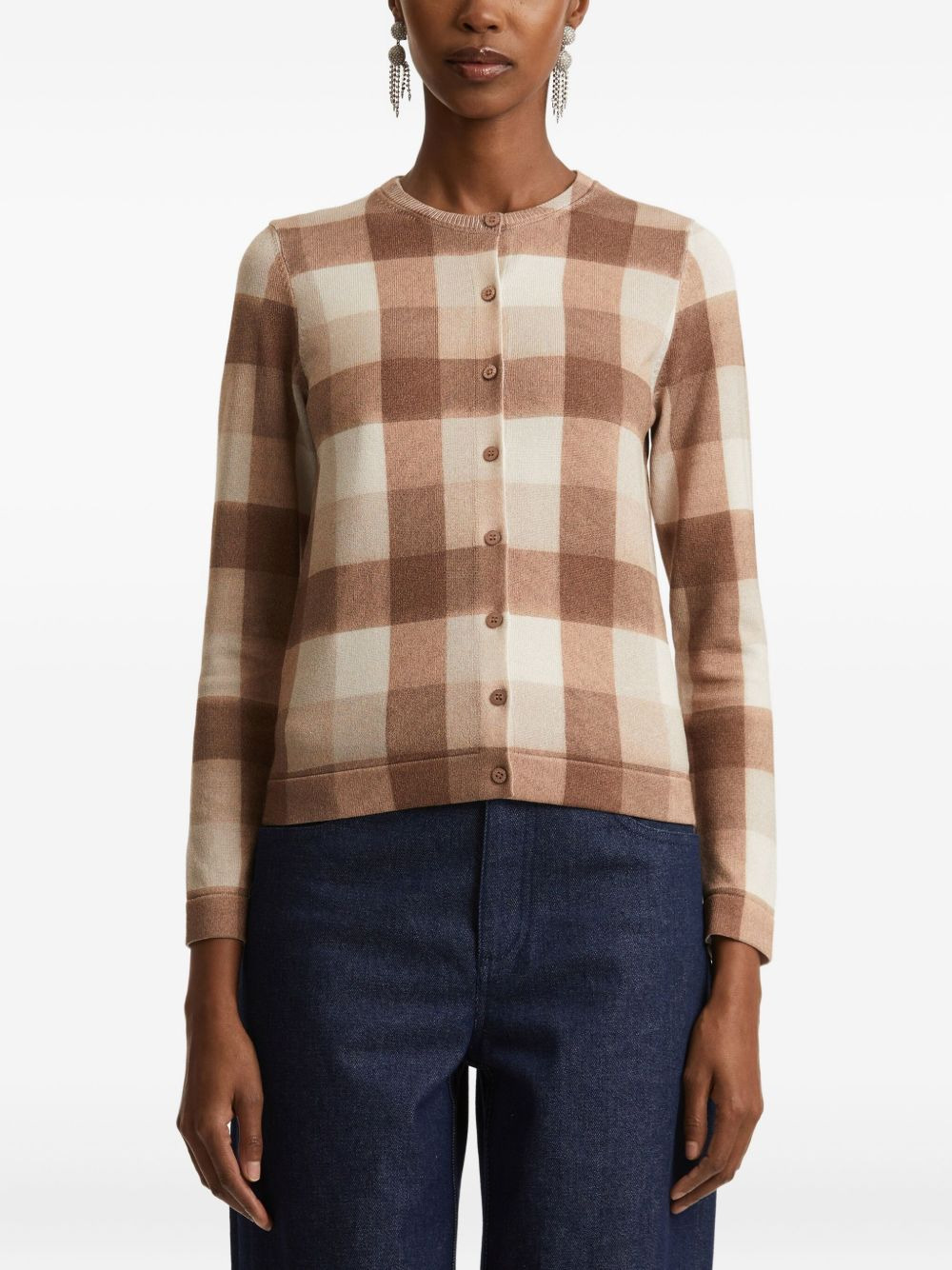 gingham check cardigan - 3