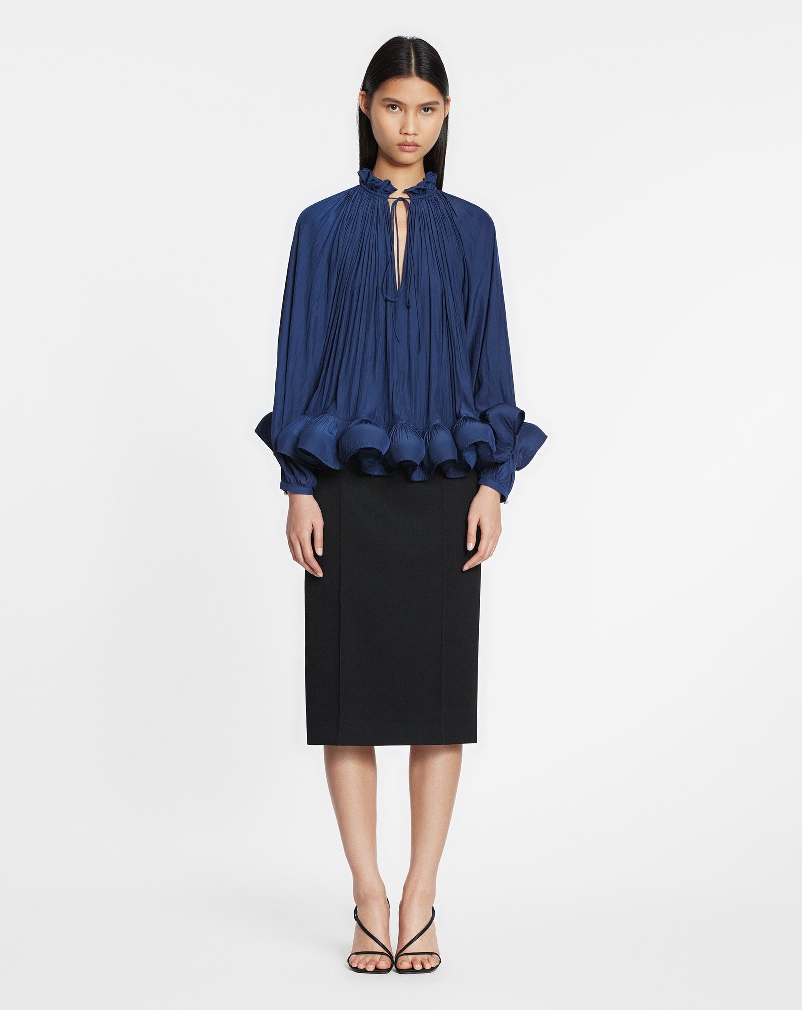 LONG-SLEEVE CHARMEUSE BLOUSE - 2