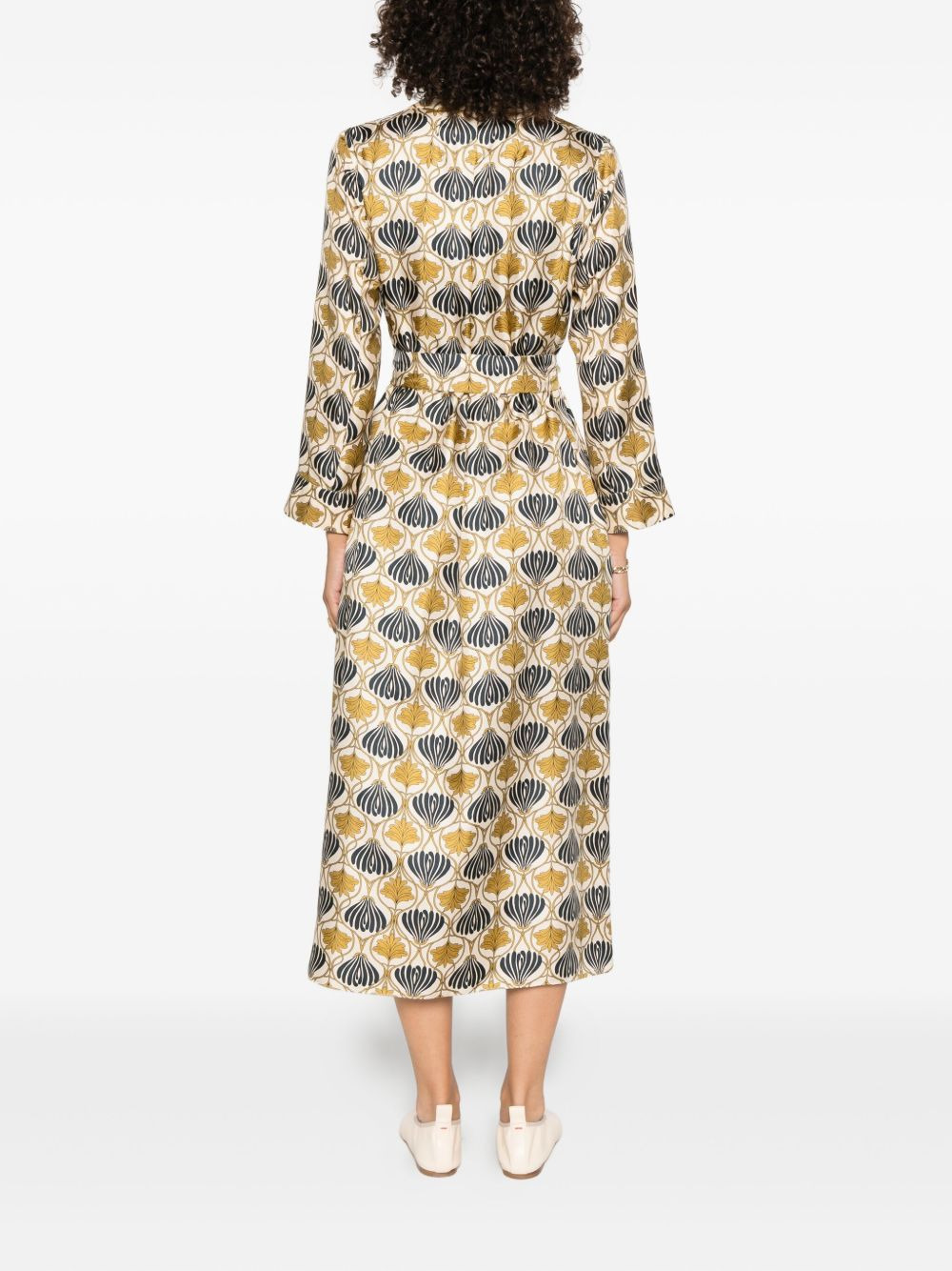 belted silk dress - 4