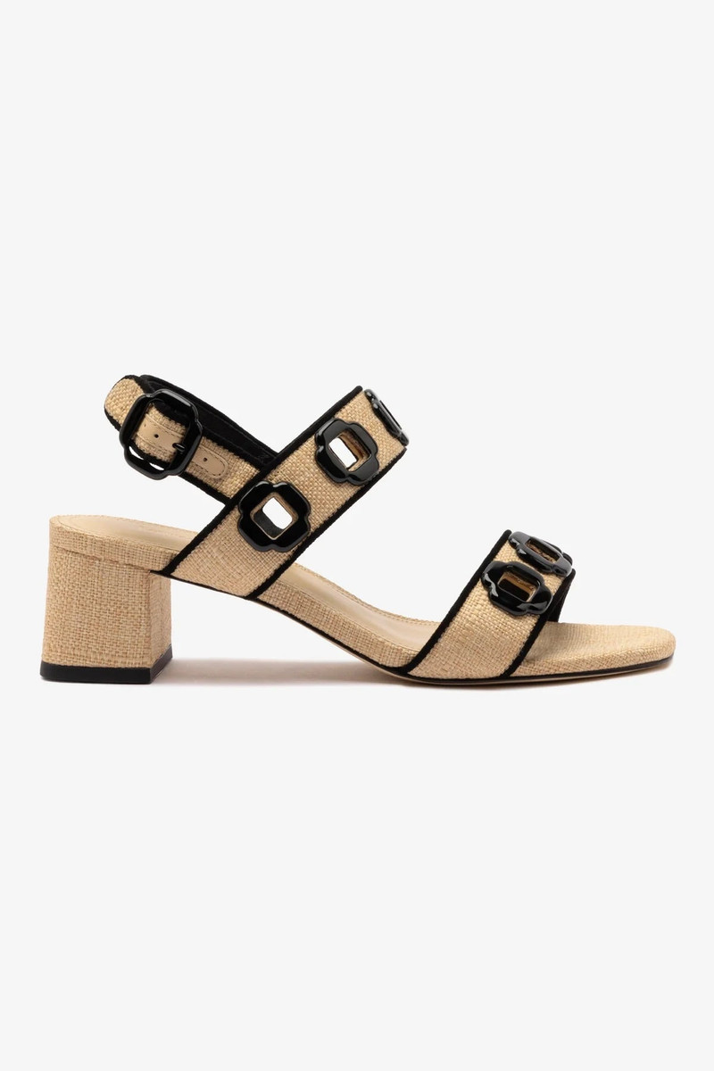 Milan Sandal In Beige Raffia and Black Trimming 1
